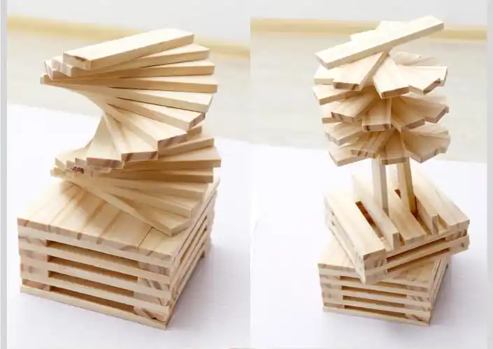 【苗娃儿】木丸子 建筑棒模型木条积木亲子互动创意原木搭搭乐木片