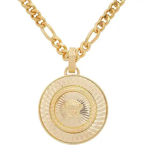 versace 范思哲 新款男士美杜莎坠饰时尚金属项链 金色dg17922 djmt d