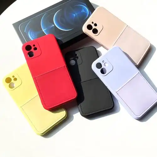 仿液态插卡手机壳适用苹果12/11精孔软壳套iphonex/13p卡包硅胶壳