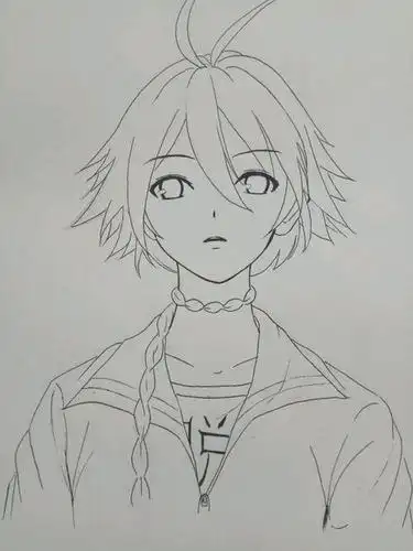 白月初简笔画素描