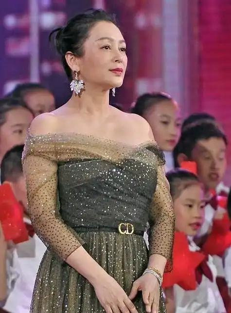 陈红穿的很俗套,肚子突出赘肉横生,气质很土是个普通阿姨!