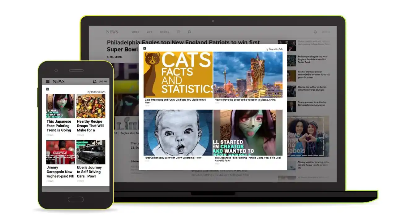 propellerads原生广告/插页广告/native/interstitials是什么样的