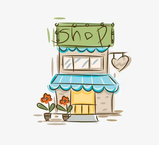矢量手绘小店素材