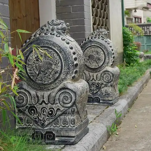 抱鼓石仿石雕饭店别墅庭院民宿门口门墩装饰门当摆件