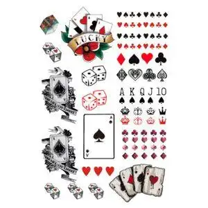 扑克纹身贴 黑桃a 花臂 大图 黑白夜店欧美时尚遮瑕 男女贴纸
