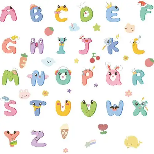 梵汐新款卡通幼教26个英文字母卧室玄关墙面美化装饰墙贴纸fx-b72