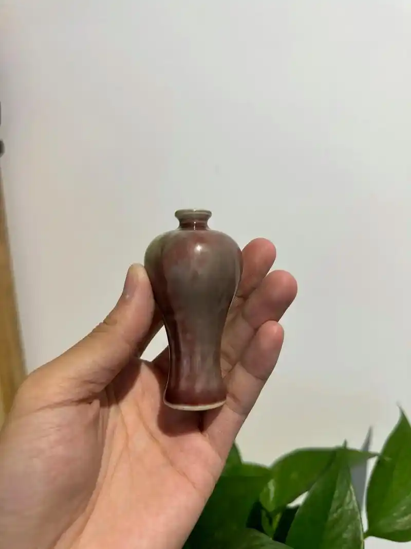 清中期豇豆红梅瓶.