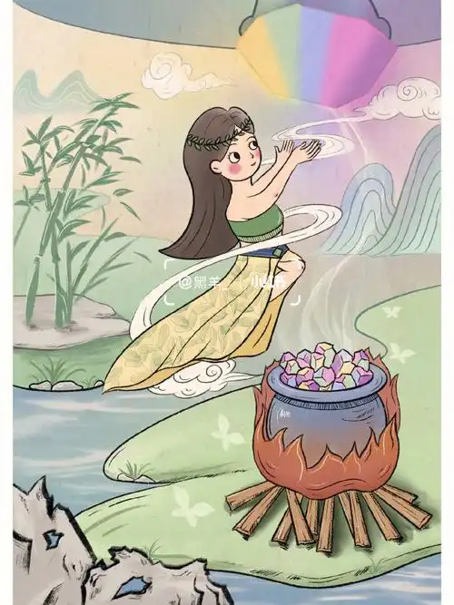 插画神话故事系列1女娲补天