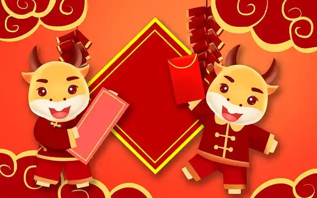 框海报元旦彩色卡通手绘2021新年可爱小牛拜年展板背景原创插画海报