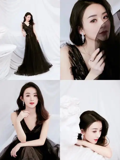 赵丽颖黑天鹅纱裙大片气质优雅