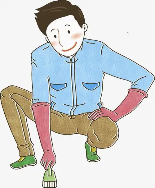 卡通蹲着的那人png