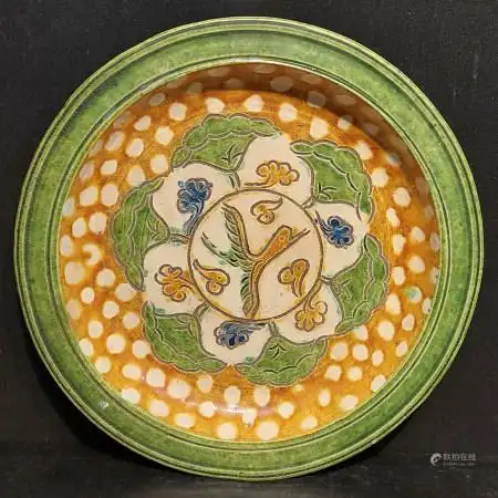 唐三彩花鳥紋碟
