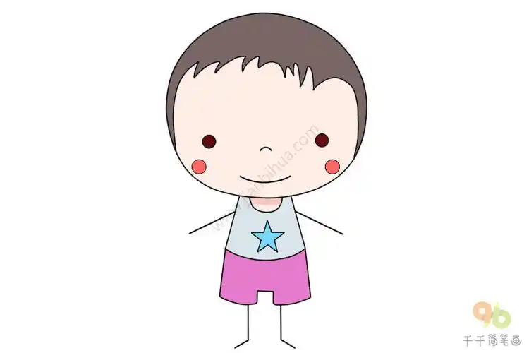 超可爱小男孩简笔画步骤图