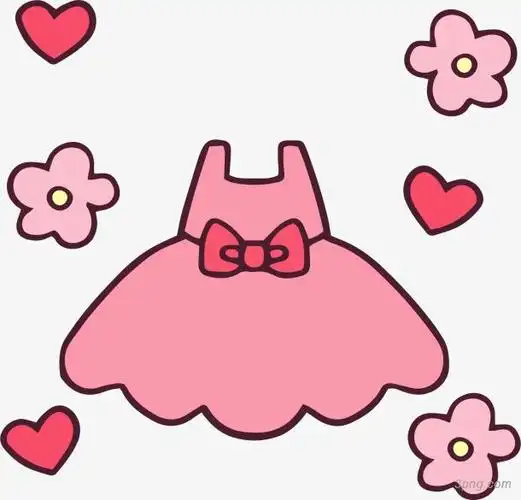 卡通粉色裙子png素材透明免抠图片动植人物