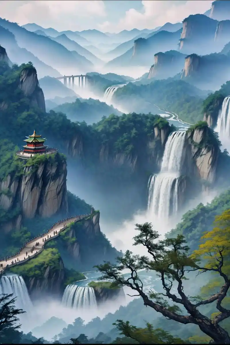 纵使山高路远,总有人为你而来#云雾缭绕人间仙境 #千里江山图 - 抖音