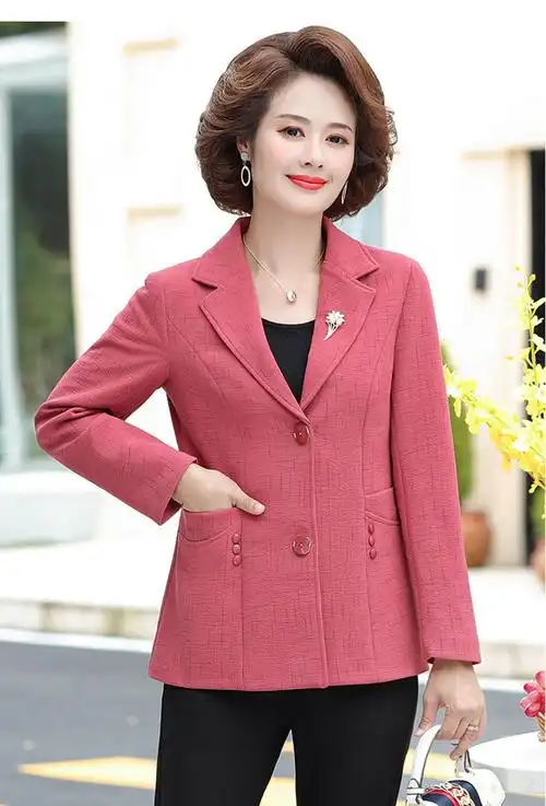 装秋装西装洋气新款外套中老年女装春秋季长袖西服上衣绿色xl80100斤