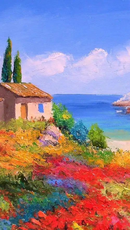 法国田园风油画手机h5背景免抠素材免费下载_觅元素51yuansu.com