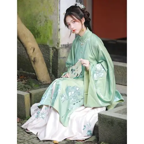姑苏绾明制汉服女一池立领对襟袄裙民族服装