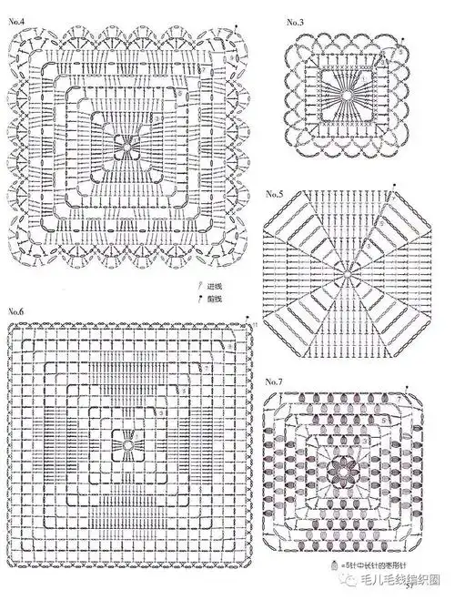 图解情有独钟的钩编花样四边形花样