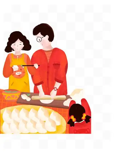 i>过 /i> i>年 /i>包饺子的一家三口 i>人 /i> i>物 /i>设计