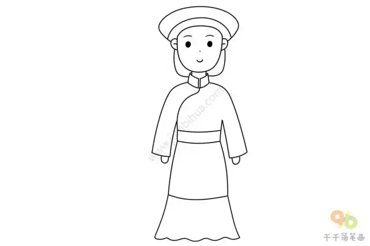少数民族 土族女孩简笔画_民族人物简笔画