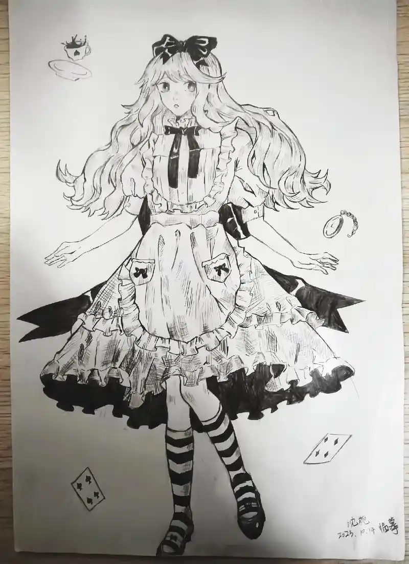 爱丽丝疯狂茶会.#铅笔稿 #最近画的一些画 #临摹手绘 #爱 - 抖音