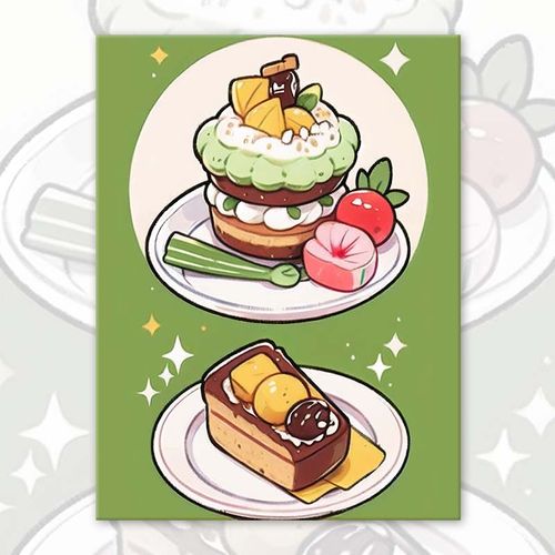 美岸(meian)数字油画diy填色卡通蛋糕美食可爱儿童手工丙烯填充油彩