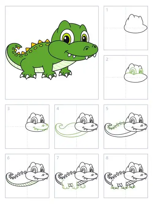 简笔画61期|鳄鱼94