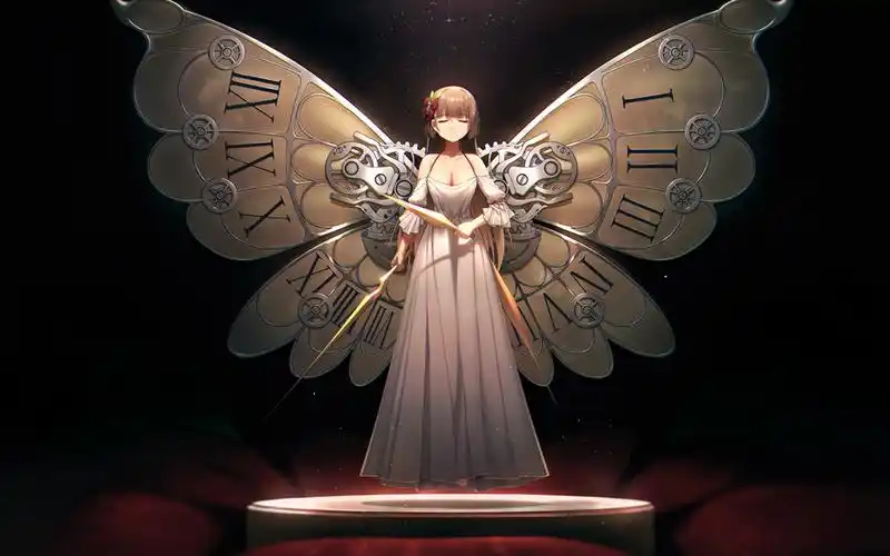 二次元性感白裙美女桌面壁纸