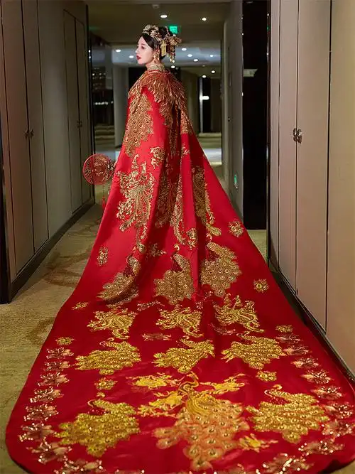0成交1件红色亮片秀禾服2021新款中式嫁衣新娘结婚喜庆出阁服