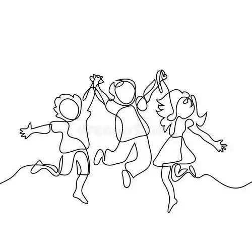 一群小孩跳起来简笔画