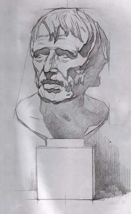 素描石膏像写生步骤半侧