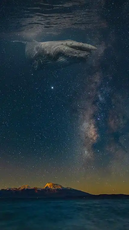 鲸鱼与星空组合成星辰大海图片
