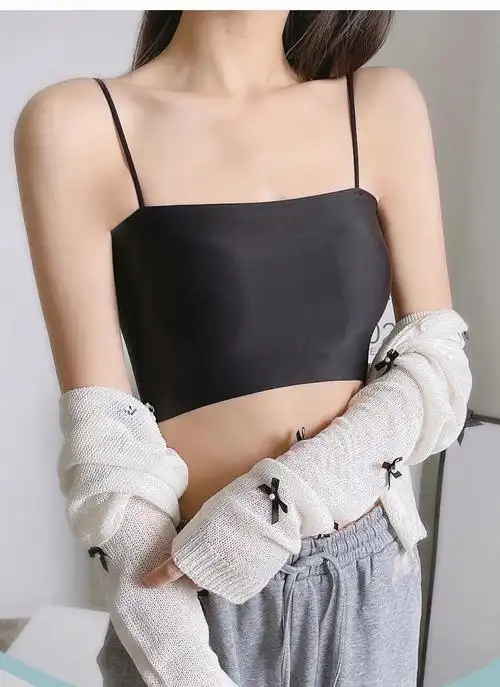 莫代尔冰丝无痕内衣女学生高中少女抹胸防走光吊带美背心式裹胸薄款