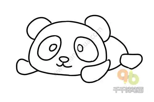 正在趴着休息的可爱小熊猫简笔画步骤图