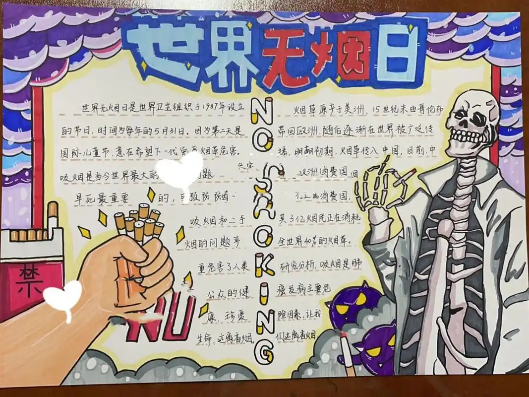 "世界无烟日""禁烟"手抄报(接代画)