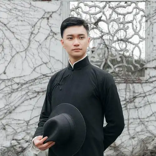 珂卡蝶新款影视民国古装男士棉麻长衫长袍中式演出服相声服演出服