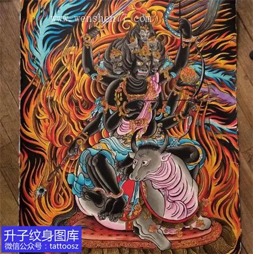 阿修罗三头六臂纹身手稿