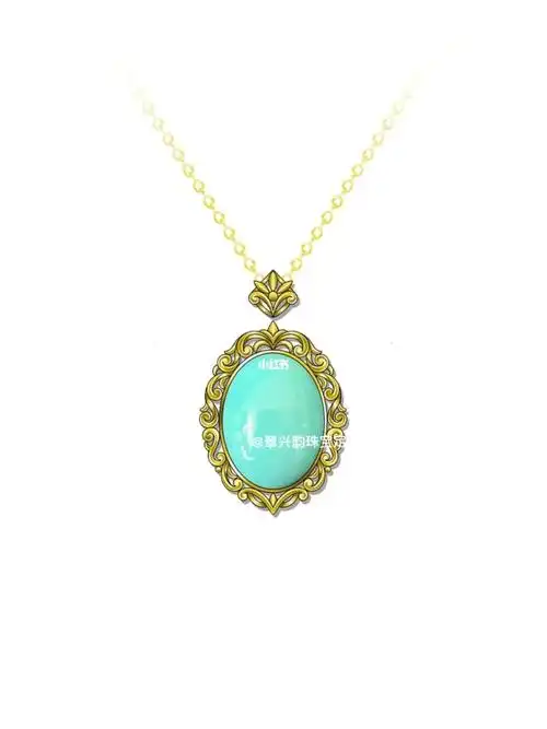 珠宝设计镶嵌绿松石蛋面吊坠款式