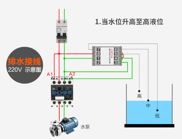 液位继电器的接线方法4张动态演示小白都能看懂的实物接线