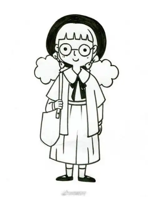 萌萌的黑白简笔画