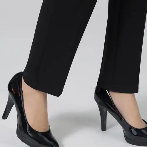 580款黑色xl中老年女裤直筒裤外穿中年妈妈裤子春秋宽松奶奶裤休闲