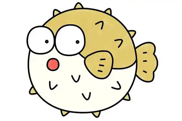 首页 简笔画 动物简笔画 卡通河豚怎么画?