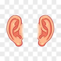 手绘卡通五官两只耳朵素材