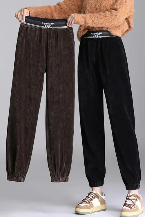 灯芯绒哈伦裤女