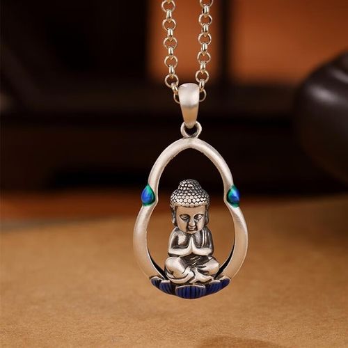 snqp尼佛吊坠景泰蓝莲花祈祷虔诚款项链配坠挂坠 单吊坠不含链 链 不