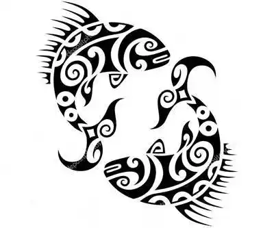 19张双鱼座图腾纹身手稿图案