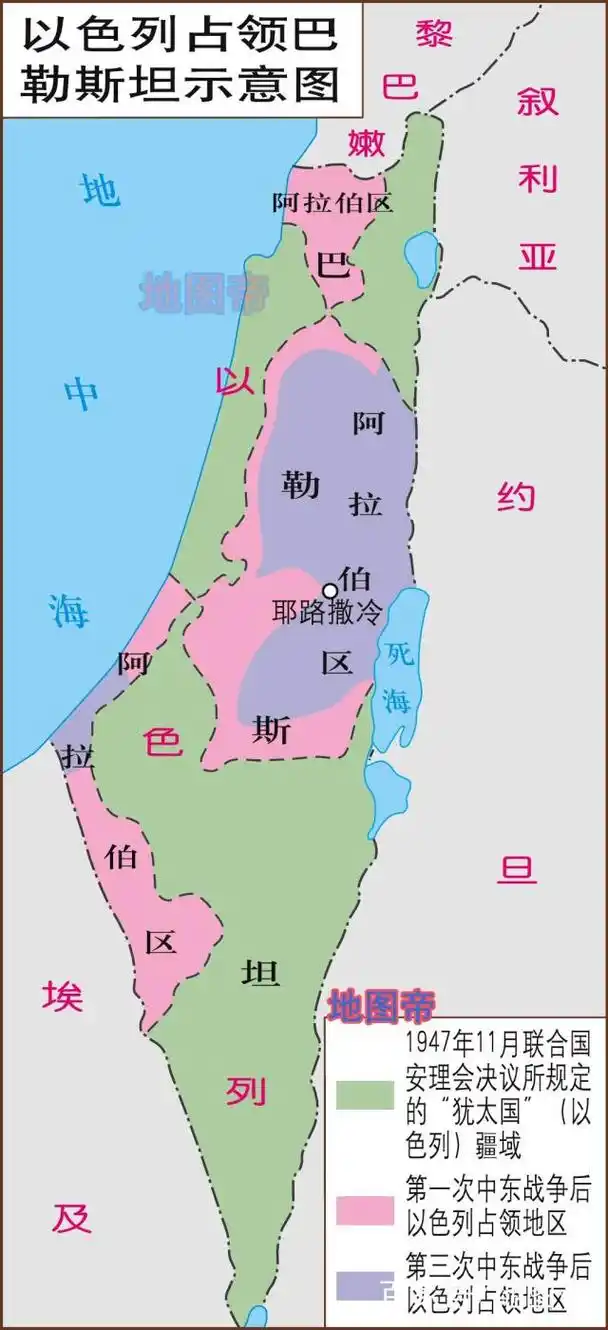 以色列与巴勒斯坦地图(以色列与巴勒斯坦地图对比)