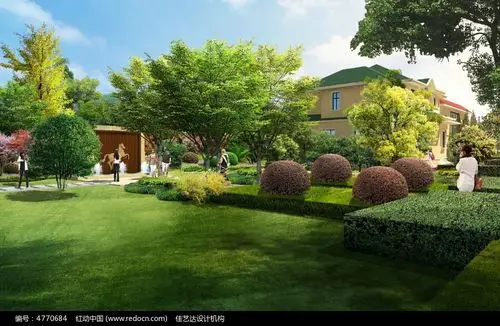 一个欧式跑马场庭院的景观设计效果图