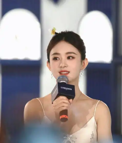 赵丽颖天津出席活动丸子头簪发温婉大方生图甜美状态获赞